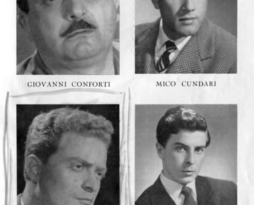 Foto sezione teatro Sergio Fantoni: 1952 Amleto di W. Shakespeare. Regia L. Squarzina. Con V. Gasmann, Elena Zareschi, Anna Proclemer, Mario Feliciani, Luigi Vannucchi. 1952.