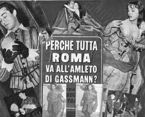 Foto sezione teatro Sergio Fantoni: 1952 Amleto di W. Shakespeare. Regia L. Squarzina. Con V. Gasmann, Elena Zareschi, Anna Proclemer, Mario Feliciani, Luigi Vannucchi. 1952.