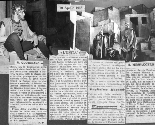 Foto sezione teatro Sergio Fantoni: 1953 Medea di Euripide. Regia di Luchino Visconti. Con Sara Ferrati, Memo Benassi, Cesare Fantoni, Elena da Venezia, Nora Ricci. 1953.