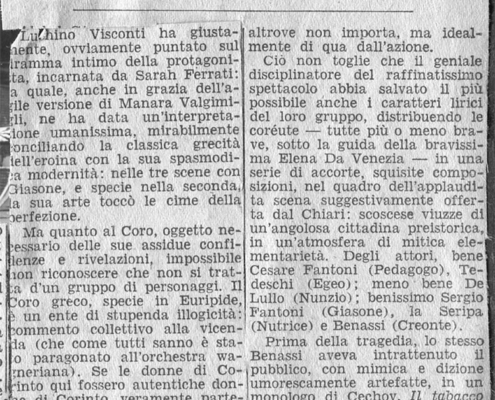 Foto sezione teatro Sergio Fantoni: 1953 Medea di Euripide. Regia di Luchino Visconti. Con Sara Ferrati, Memo Benassi, Cesare Fantoni, Elena da Venezia, Nora Ricci. 1953.